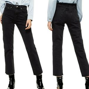 Topshop Split Hem Straight Leg Jeans (Petite)